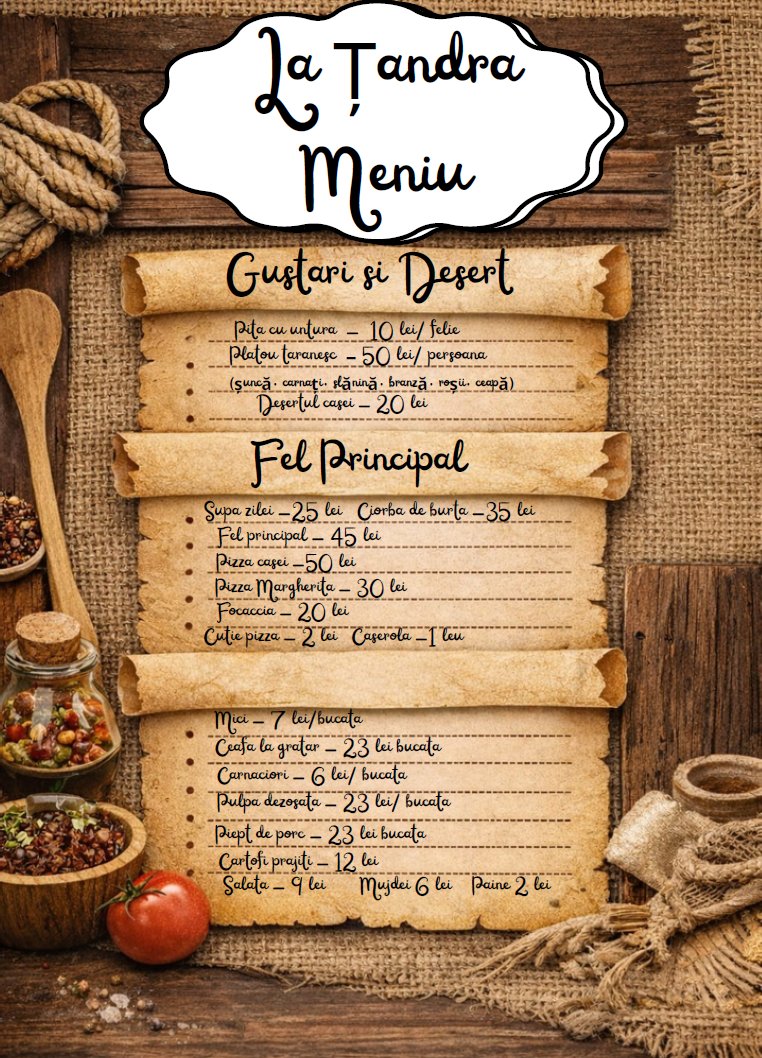 Meniul La Țandra